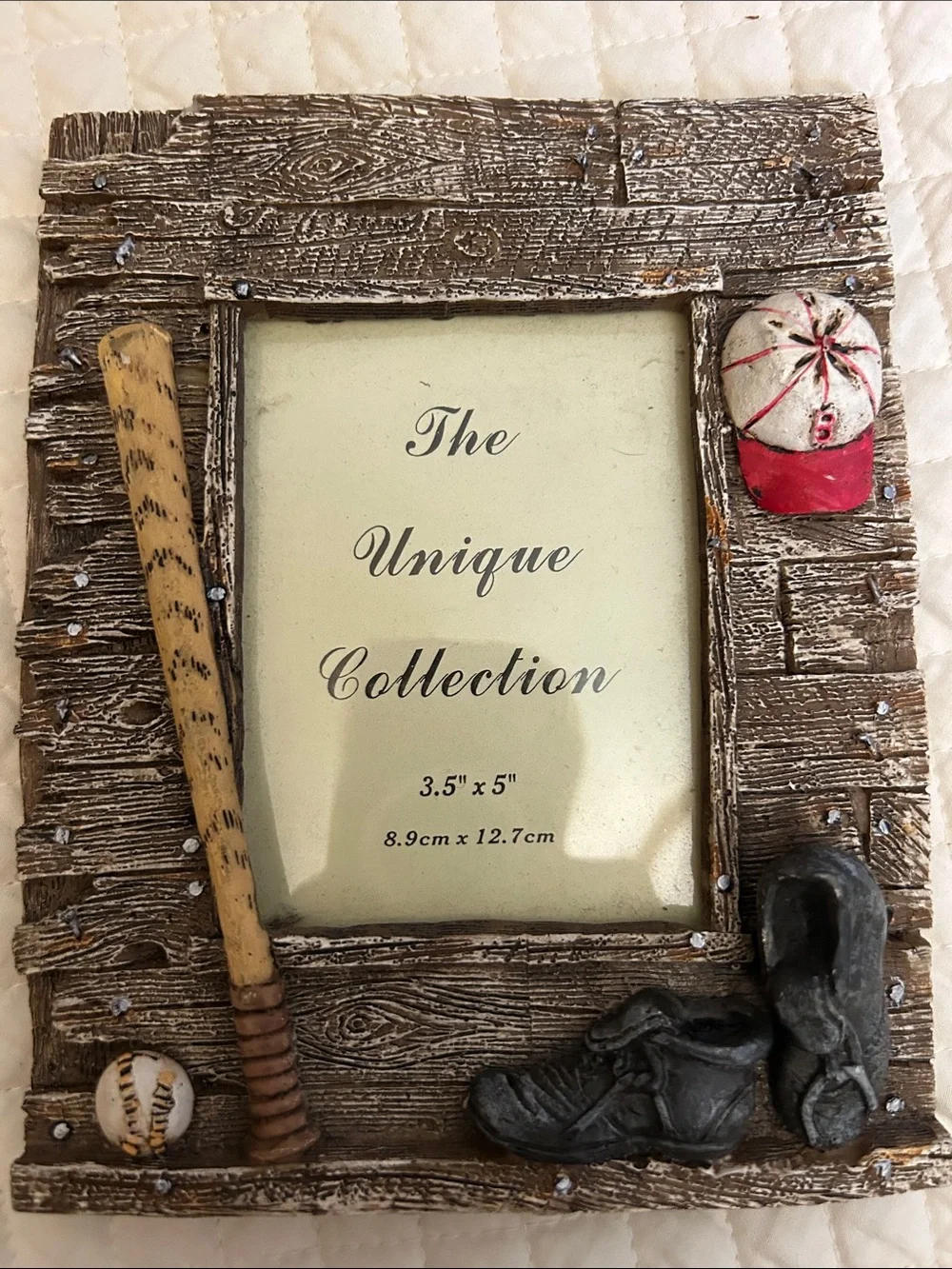 Baseball Themed Rustic Photo Frame in Brown